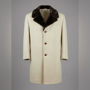 Mens Tan Overcoat Faux Fur - Vintage Style, Classy, Sophisticated